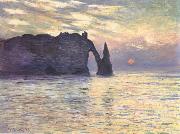 Claude Monet The Cliff,Etretat,Sunset oil on canvas